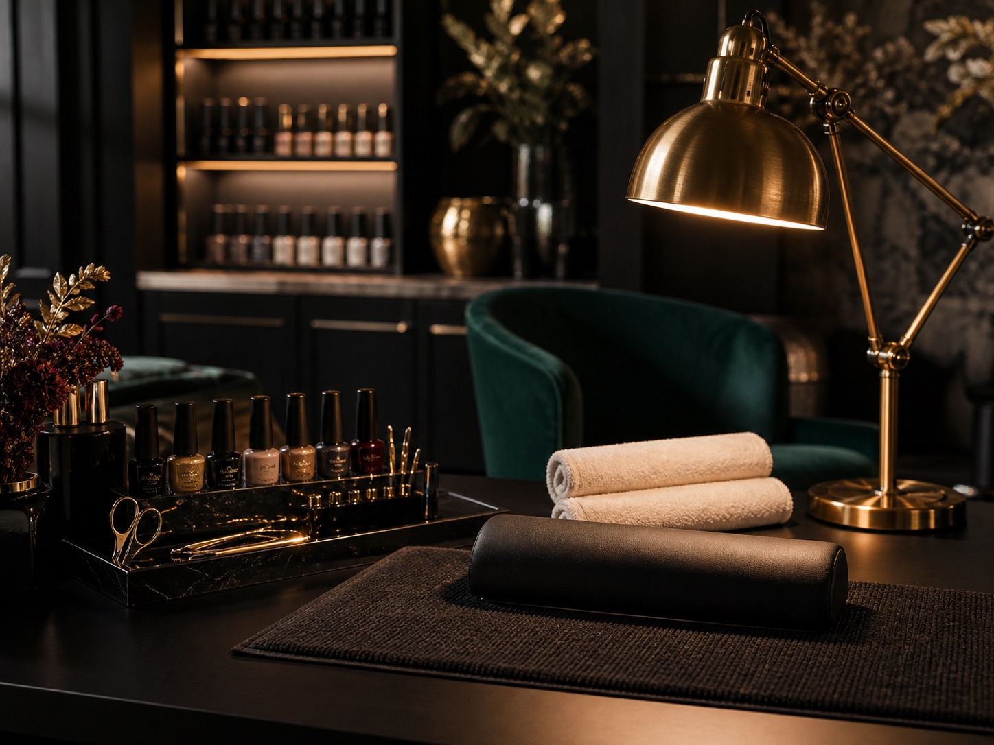 Nail polish and salon tools for a nail salon sample website